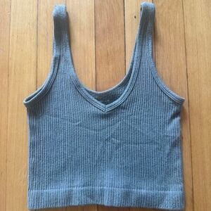 Urban Outfitters Out From Under Ribbed V-Neck Crop Tank Top Sage Green Small